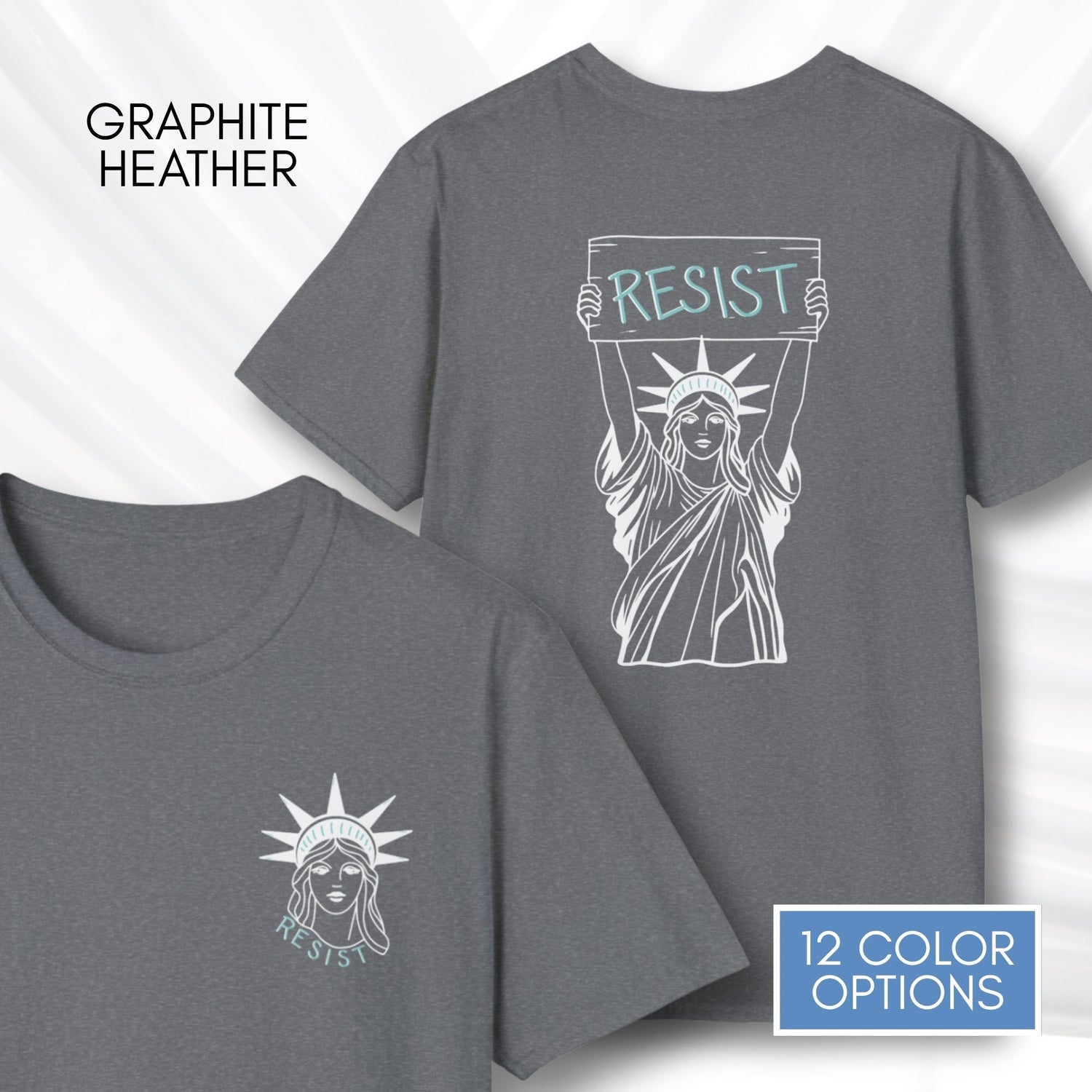 statue-of-liberty-resist-unisex-tee-feminist-political-activist-tshirt-patriotic-resistance-hand-drawn-art-lady-liberty-independence-day-apparel-graphite-heather