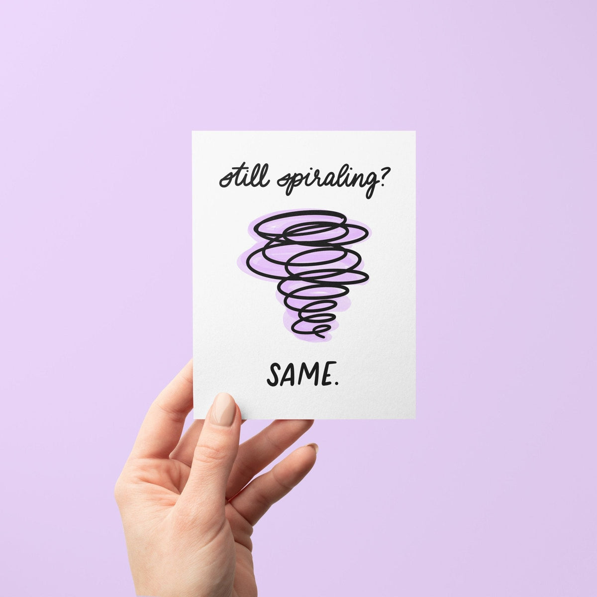 Still Spiraling greeting card with A2 kraft envelope — illustrated spiral detail by indie artist MangoIllustrated