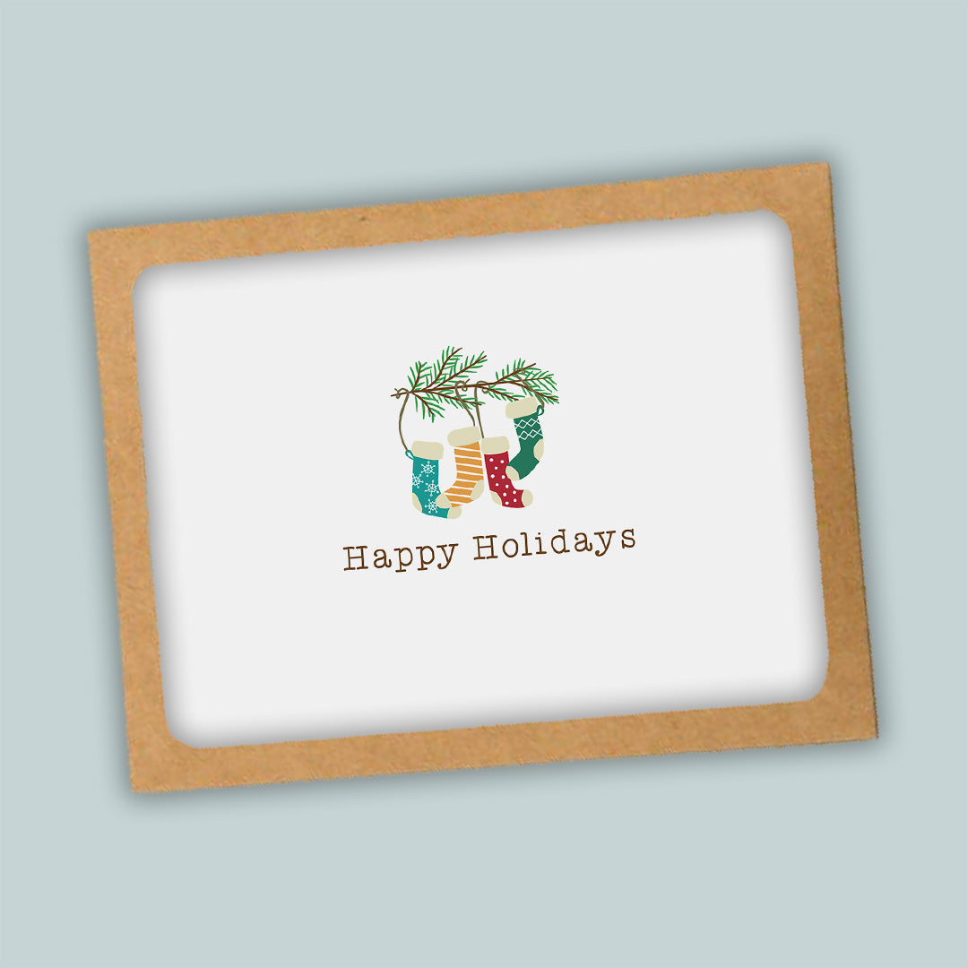 Holidays Stockings on Branch Folded Note Cards - Box of 8