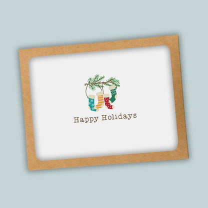Holidays Stockings on Branch Folded Note Cards - Box of 8