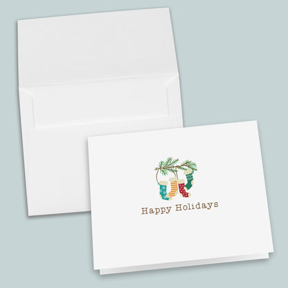 Holidays Stockings on Branch Folded Note Cards - Box of 8