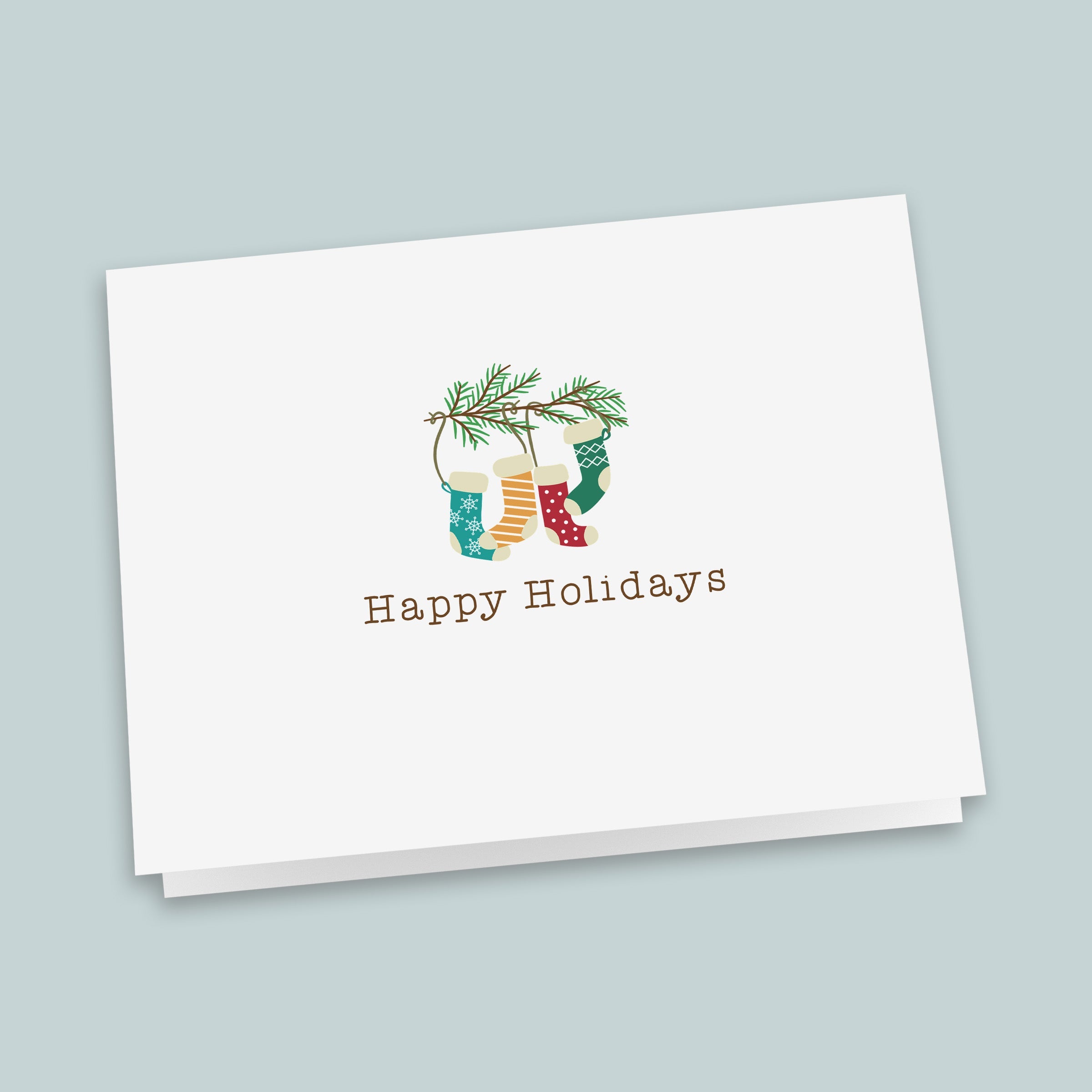 Holidays Stockings on Branch Folded Note Cards - Box of 8