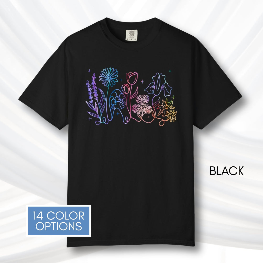 subtle-lgbtq-whimsical-flowers-unisex-tee-queer-ally-floral-t-shirt-hand-drawn-art-black