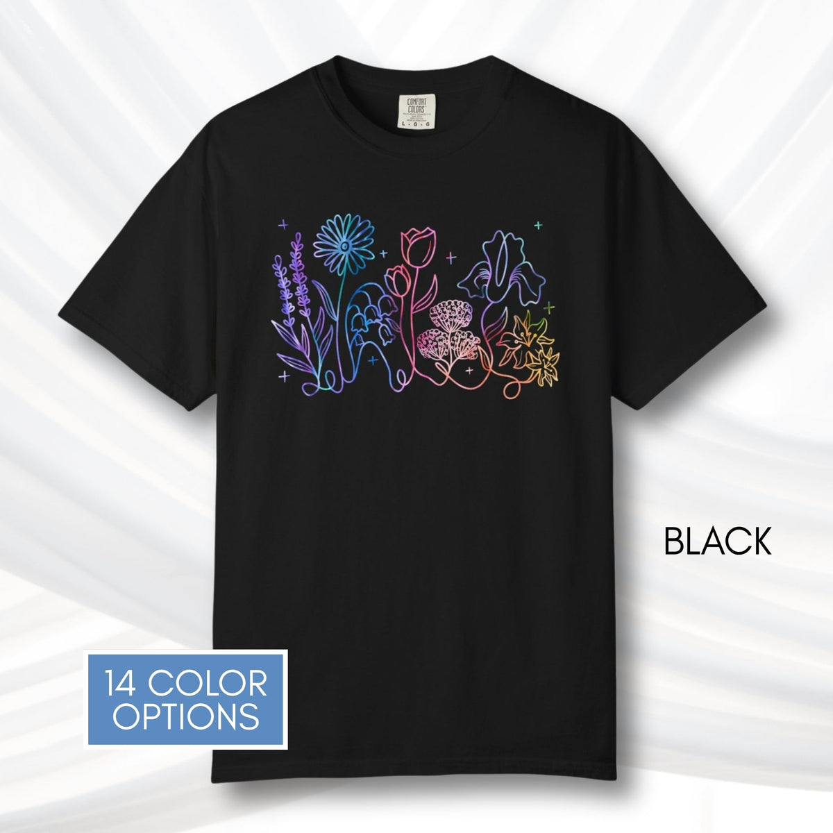 subtle-lgbtq-whimsical-flowers-unisex-tee-queer-ally-floral-t-shirt-hand-drawn-art-black