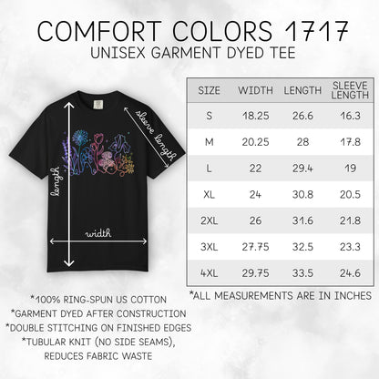subtle-lgbtq-whimsical-flowers-unisex-tee-queer-ally-floral-t-shirt-hand-drawn-art-size-chart