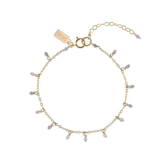 Handmade tanzanite beaded gold bracelet, ethical artisan jewelry — Petite Protea