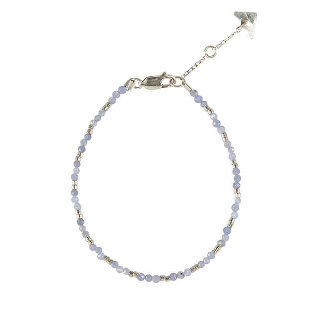 Handmade tanzanite silver arrow charm bracelet, ethical artisan gift — Petite Protea