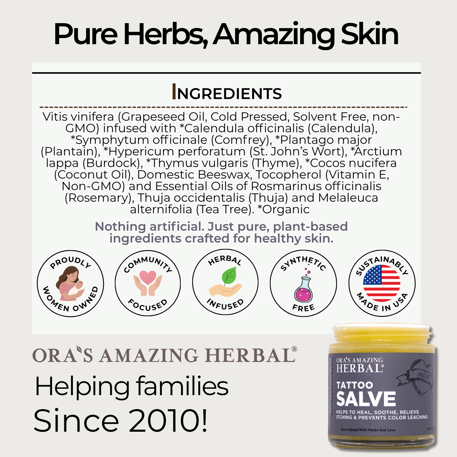 Tattoo Salve 4oz Informative Ingredient Tile