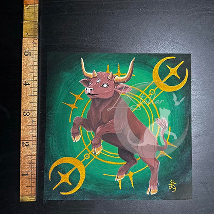 Taurus Zodiac Print with celestial accents