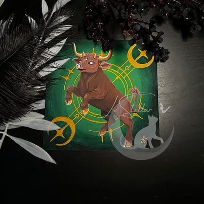 Taurus Zodiac Print with celestial accents