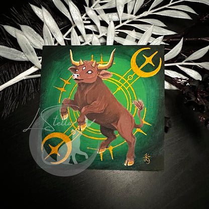 Taurus Zodiac Print with celestial accents