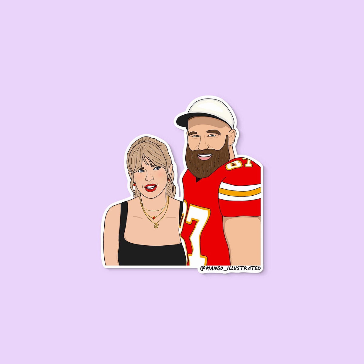 Tayvis sticker — hand drawn portrait of the couple on waterproof vinyl, by MangoIllustrated