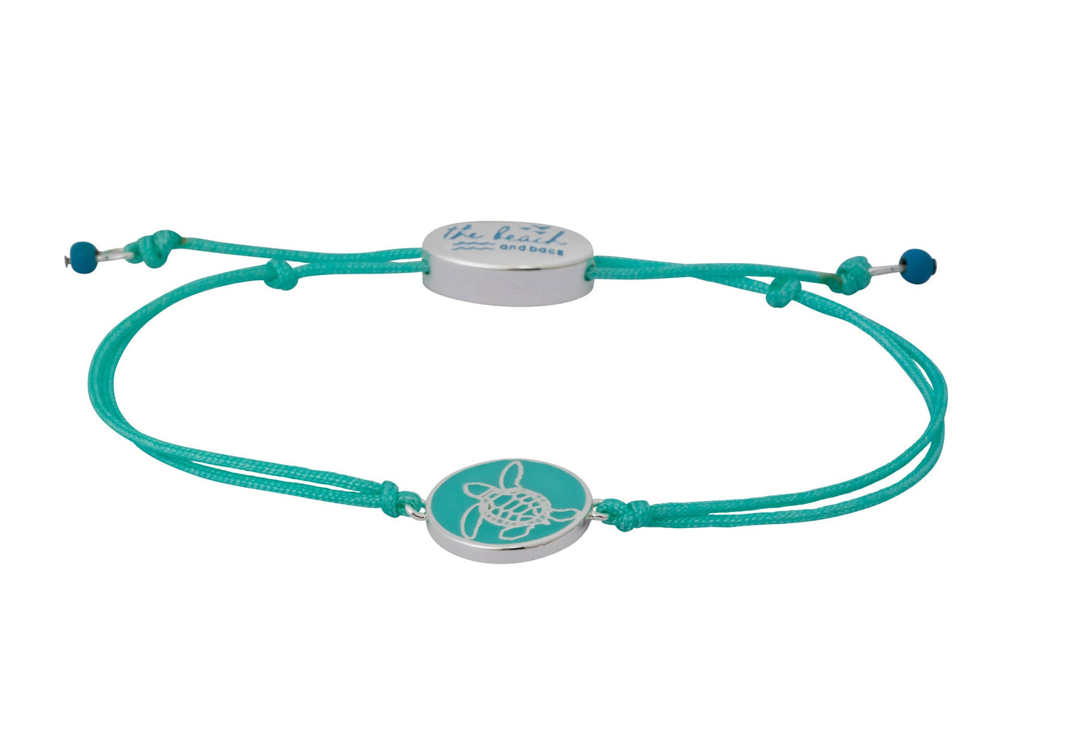 bald head island sea turtle coin slider bracelet turq silver