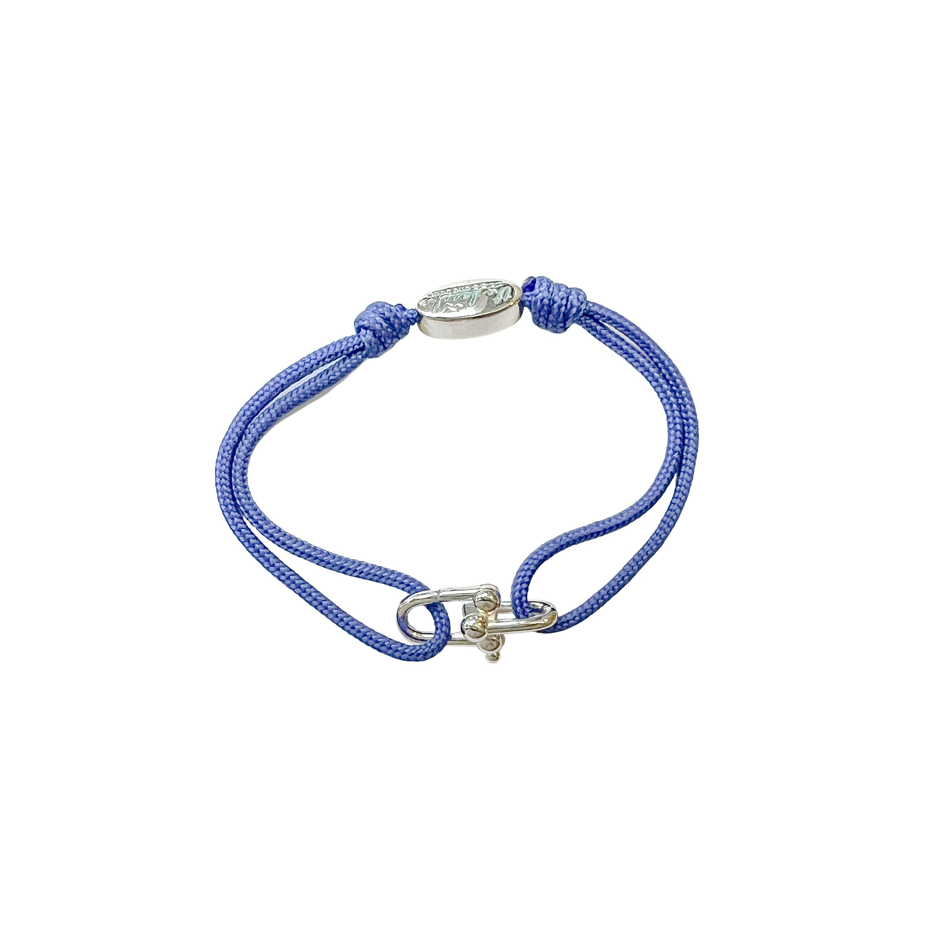 newport paracord link bracelet silver blue