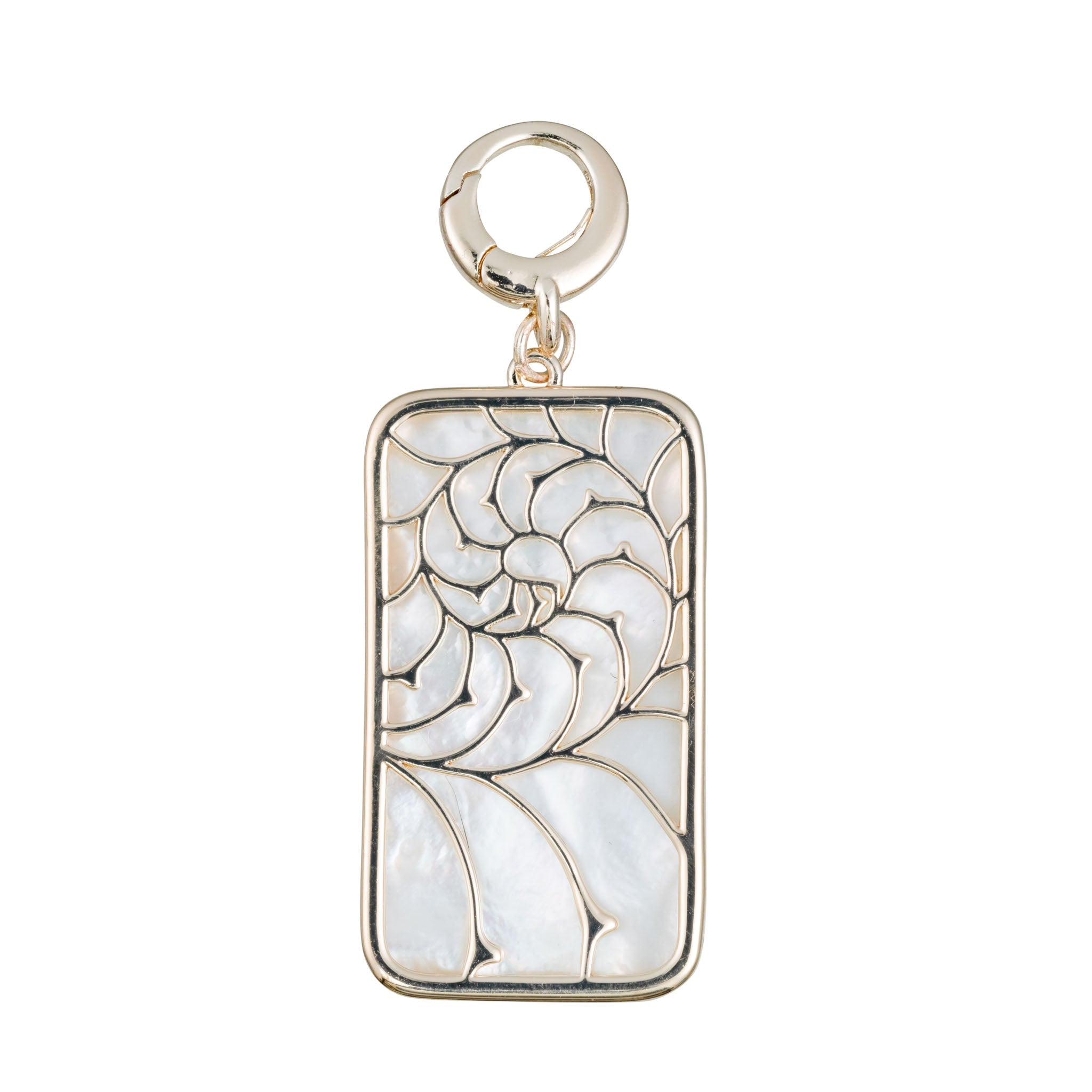 charleston gold mother of pearl nautilus rectangle charm