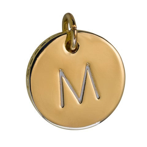 charleston coin initial with crystal edge - m