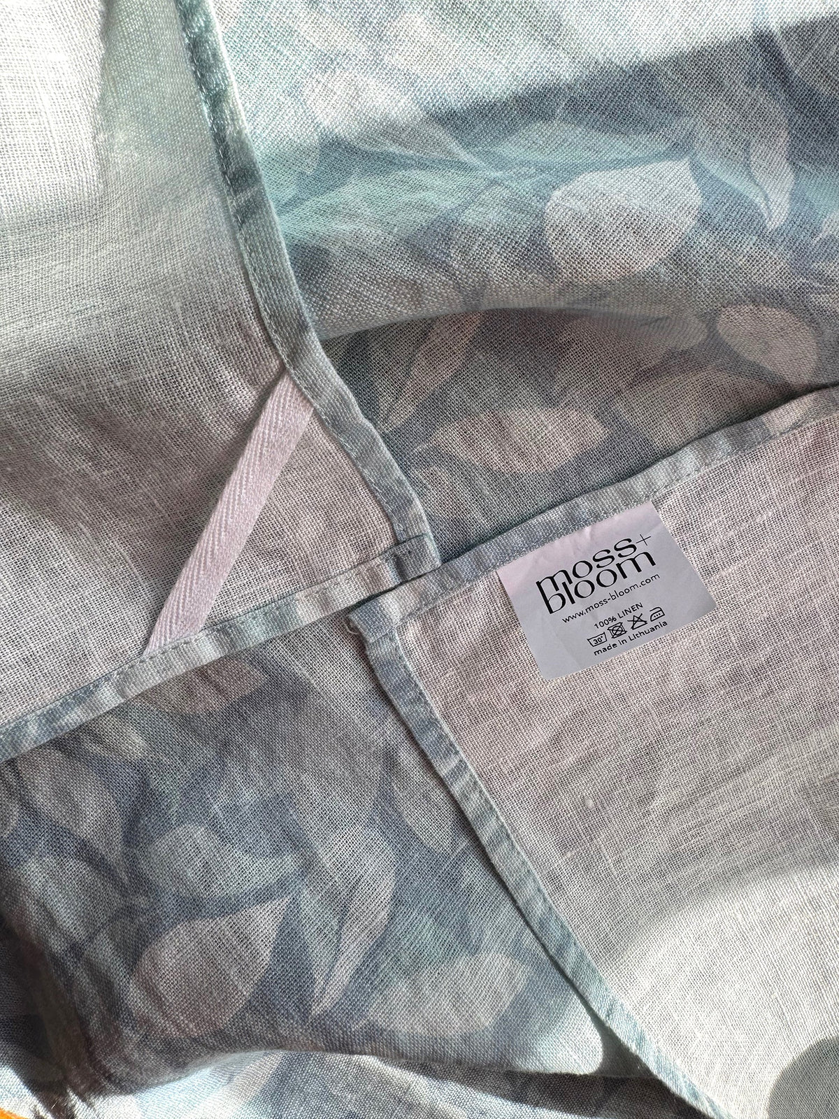 layered hydrangea leaves linen tea towel