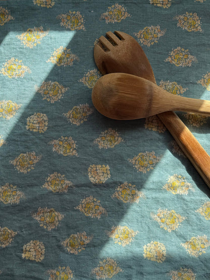 golden hydrangea clusters linen tea towel