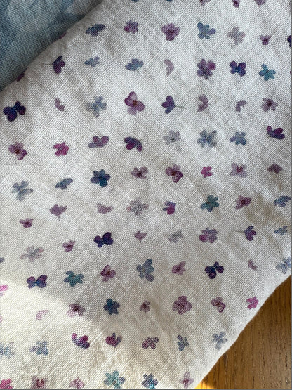 mini hydrangea blossoms linen tea towel