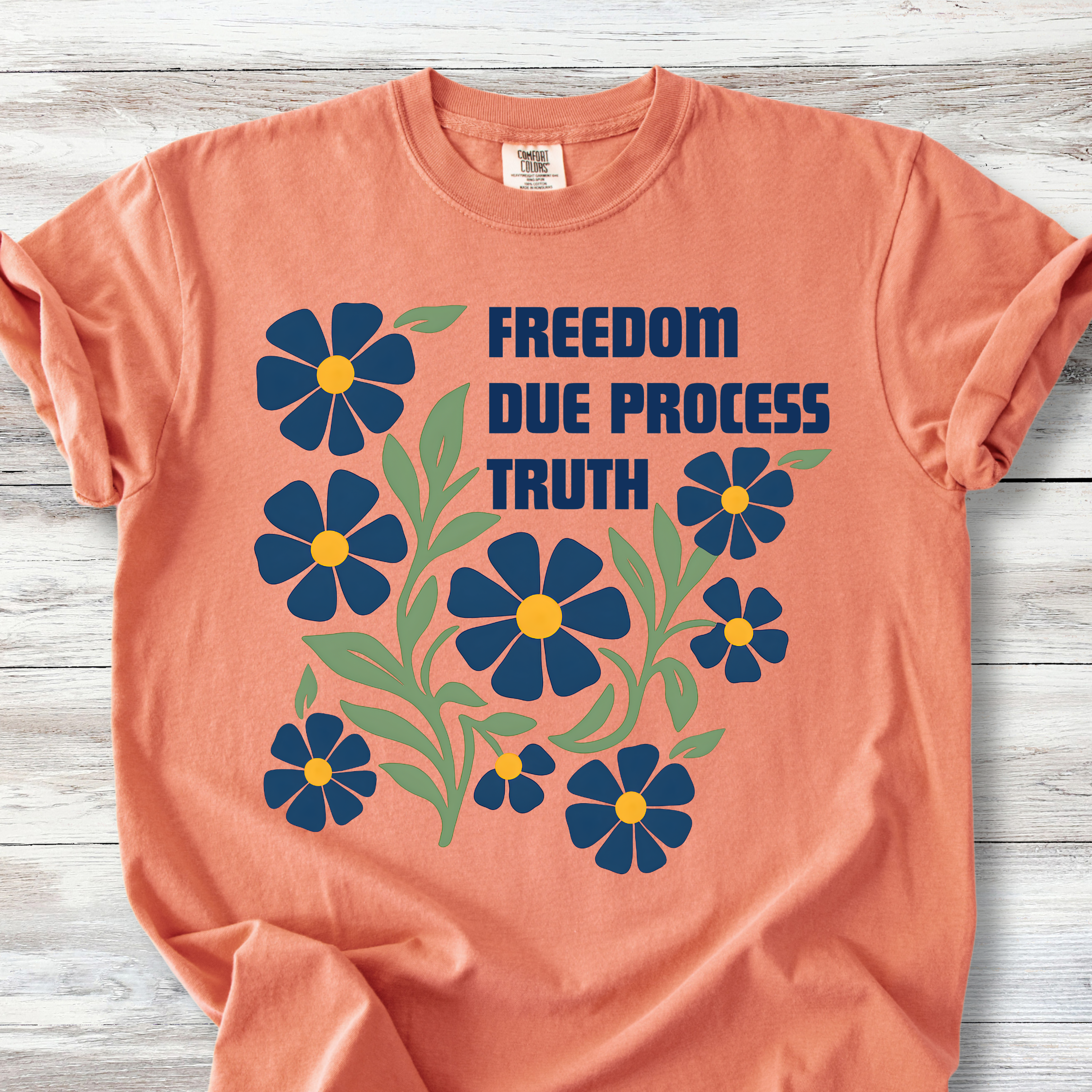 Subtle FDT, Freedom Due Process Floral T-Shirt, Constitutional Rights Tee