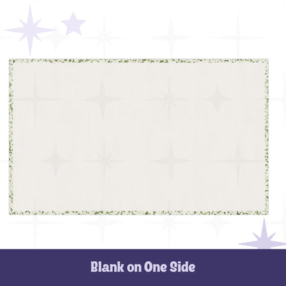 Reverse side of sage green terrazzo tea towel showing clean cream cotton twill with narrow printed border edge and faint starburst background pattern