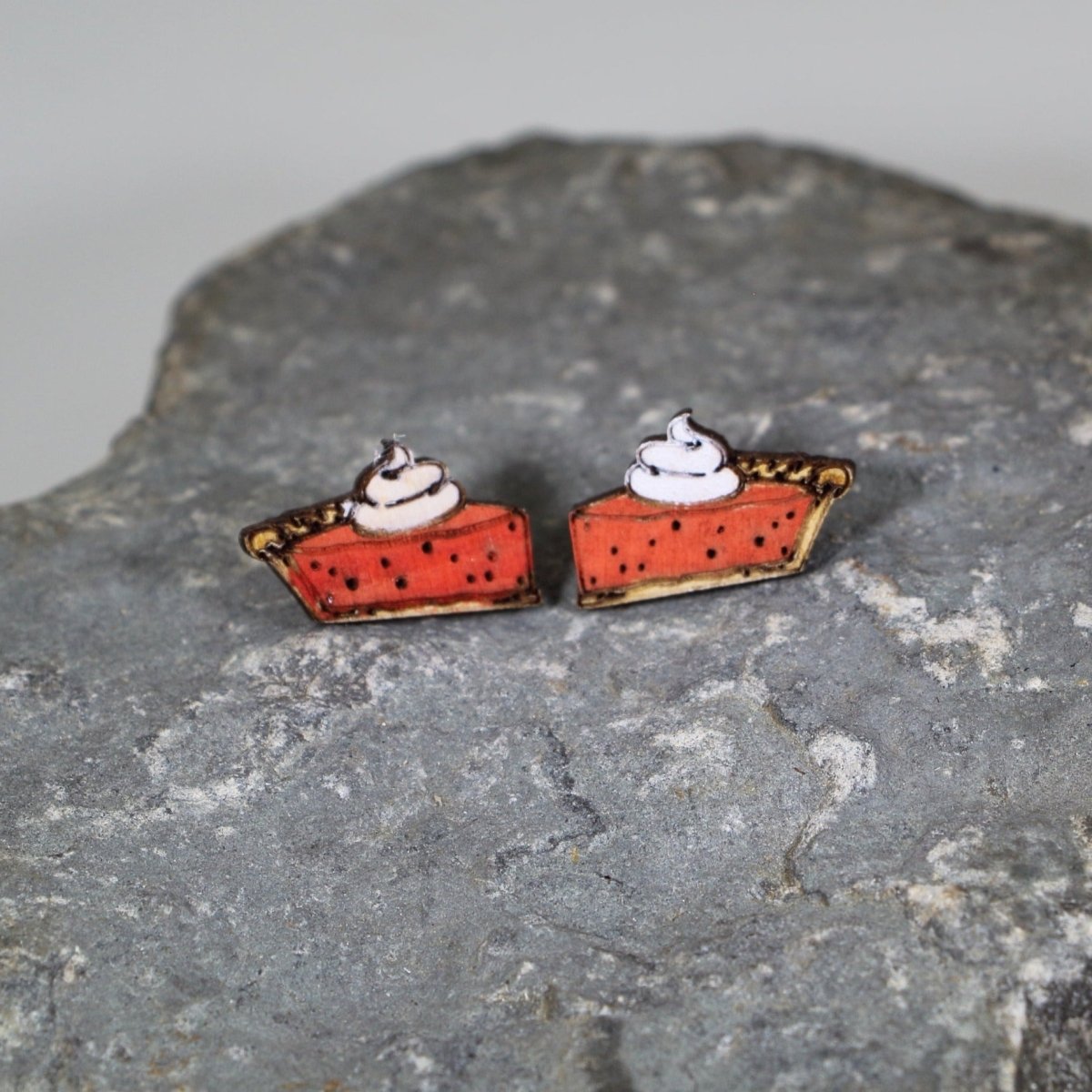 Thanksgiving Pumpkin Pie Wooden Dangle Earrings - Stud - Cate&
