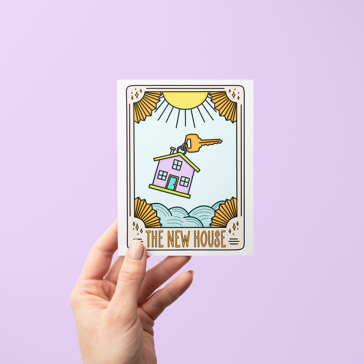 The New House Tarot Card Congratulations Card with A2 kraft envelope — new home congratulations card by indie artist MangoIllustrated