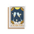 Tarot-inspired New Year greeting card with clinking champagne glasses, starry night background, and art-deco gold detailing. Includes kraft envelope.