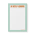 Notepad with mint green border and bold orange text “The Notes of a Showgirl” with star accents – glam stationery pad for lists and journaling.