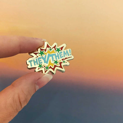 They/Them pronouns hard enamel pin