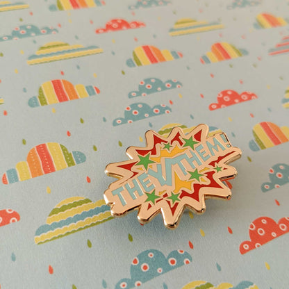 They/Them pronouns hard enamel pin