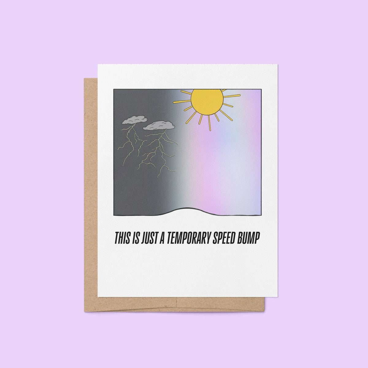 This is Just a Temporary Speed Bump card flat lay — hand lettered encouragement card for a hard week by indie artist MangoIllustrated