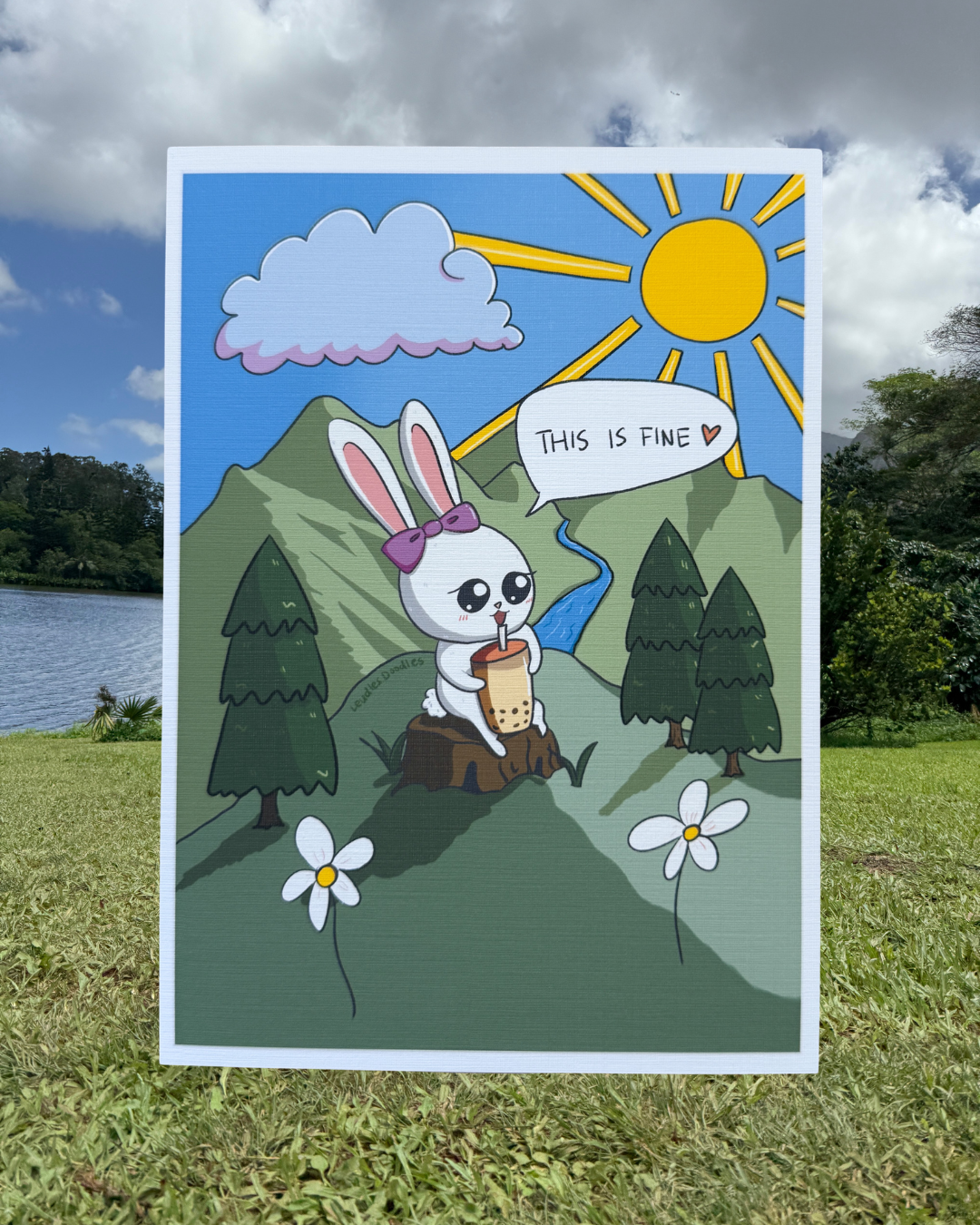 This Is Fine Bunny Art Print (5x7")