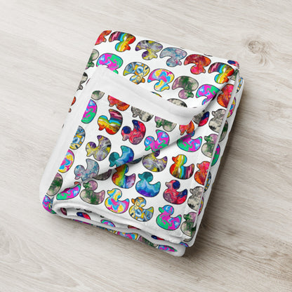 Abstract Rainbow Ducks Throw Blanket