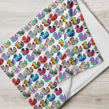 Abstract Rainbow Ducks Throw Blanket