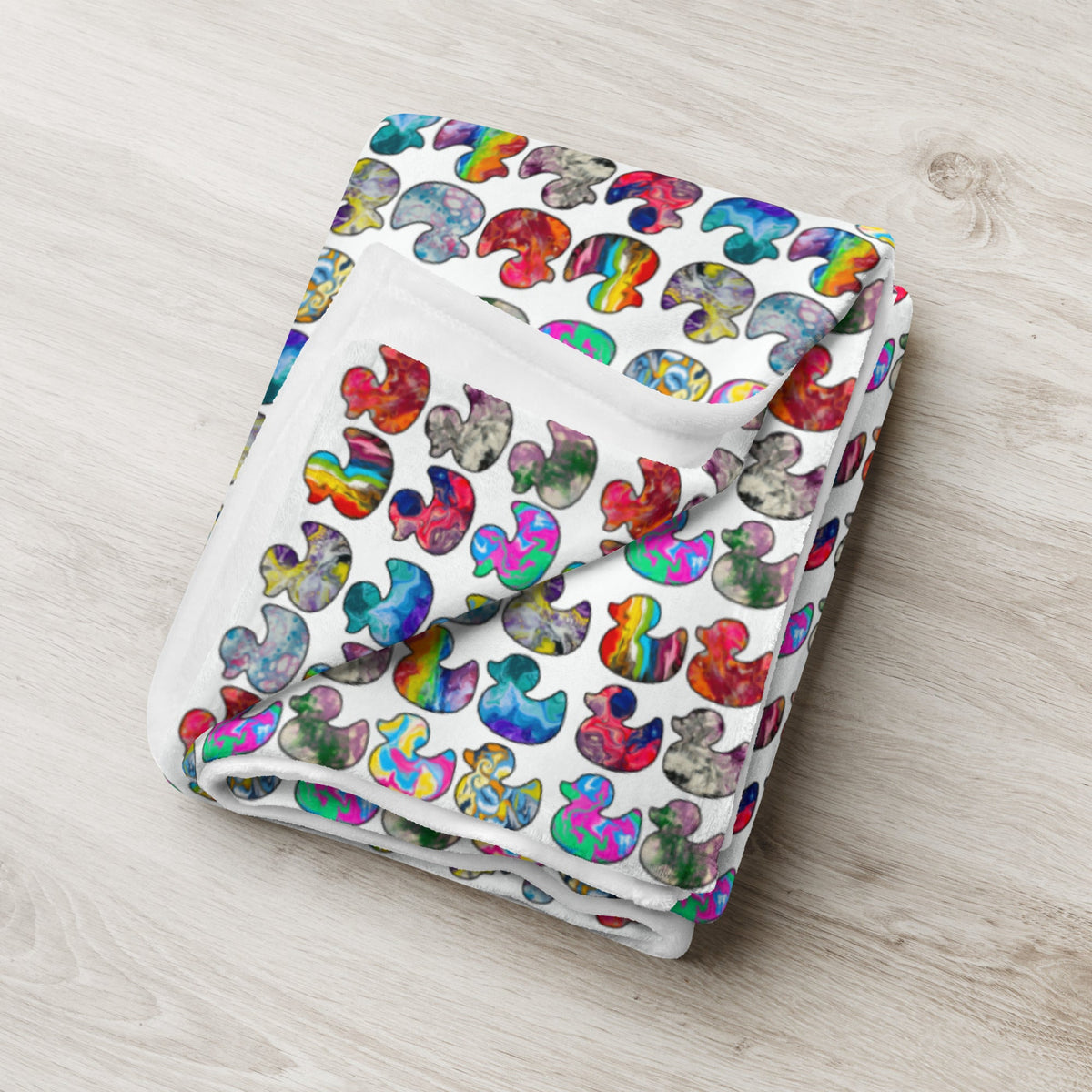 Abstract Rainbow Ducks Throw Blanket