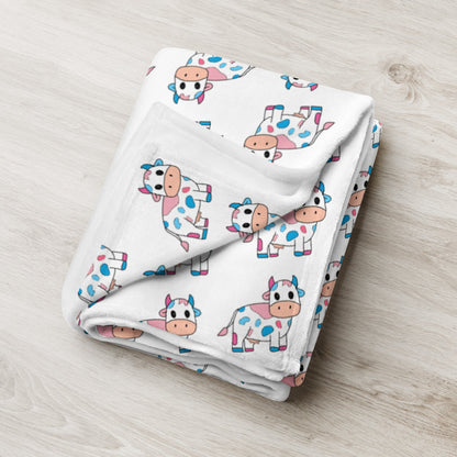 Blue and Pink Cow Throw Blanket - Trans Cow