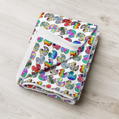 Abstract Rainbow Ducks Throw Blanket
