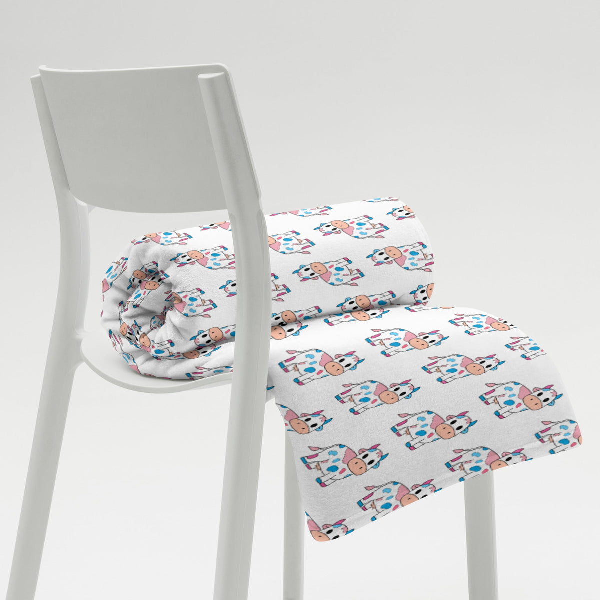 Blue and Pink Cow Throw Blanket - Trans Cow
