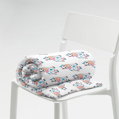 Blue and Pink Cow Throw Blanket - Trans Cow
