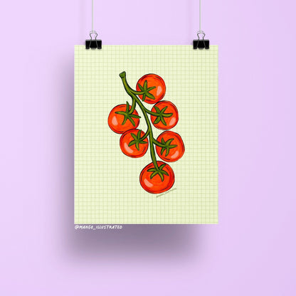 Tomato Summer art print, tomato girl summer decor