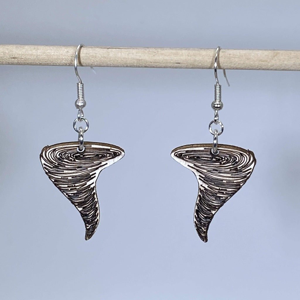 Tornado Wooden Dangle Earrings - - Cate&