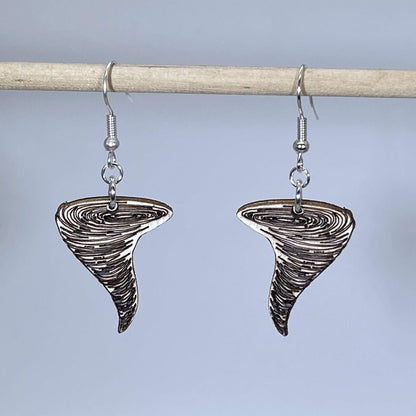 Tornado Wooden Dangle Earrings - - Cate&