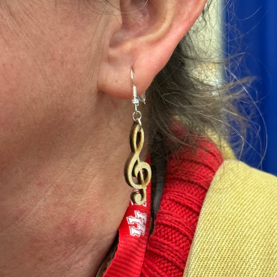 Treble Clef Wooden Dangle Earrings - Cate&