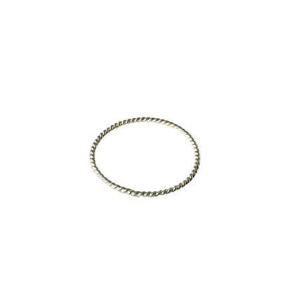 A sterling silver twist pattern ring-style stacking ring on a white background.