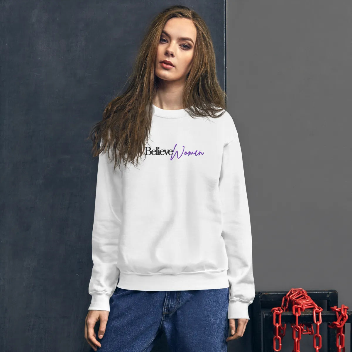 Believe Women Lightweight Embroidered Sweatshirt