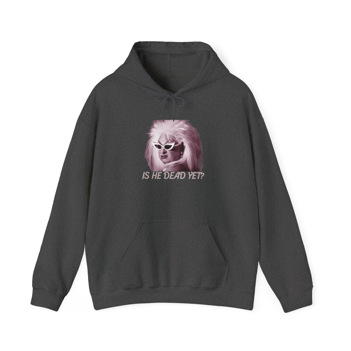 Is He Dead Yet? Divine Portrait Hoodie — Retro Drag Statement Pullover
