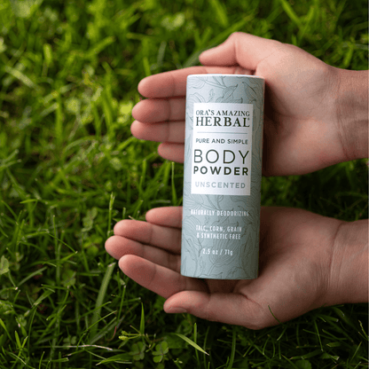 Unscented Body Powder 2.5oz Lifestyle Human Hand Outdoor Square