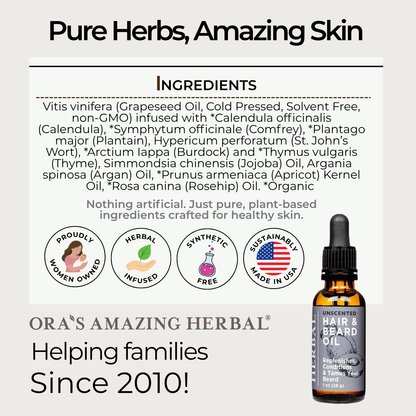 Unscented Hair and Beard Oil 1oz Informative Ingredient Tile