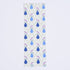 A bookmark with a floral pattern featuring blue flower vases on a light sage green background